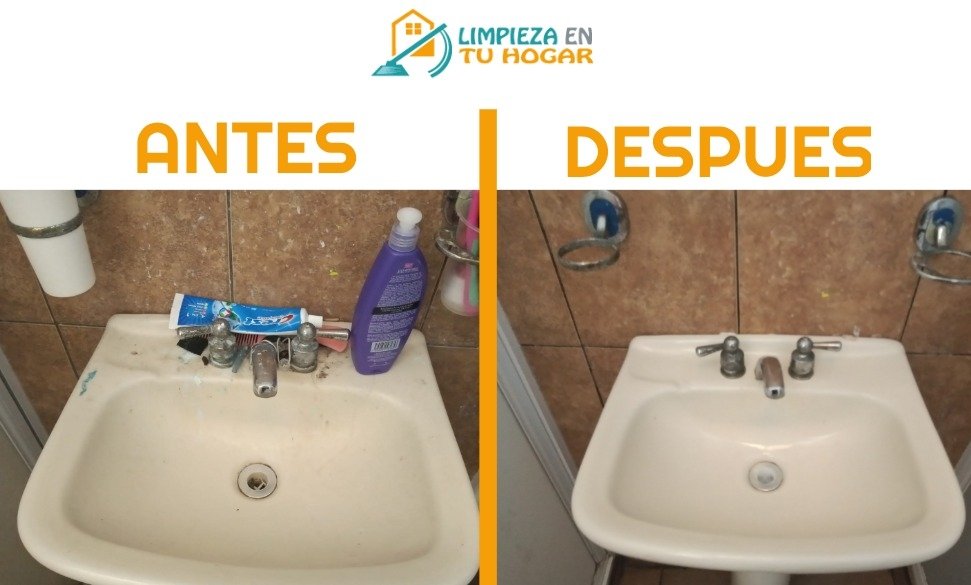 Antes y despues lavabo limpieza profunda